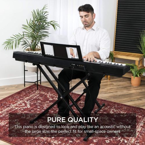  [아마존베스트]Best Choice Products 88-Key Full Size Digital Piano Electronic Keyboard Set for All Experience Levels w/Semi-Weighted Keys, Stand, Sustain Pedal, Built-In Speakers, Power Supply, 6
