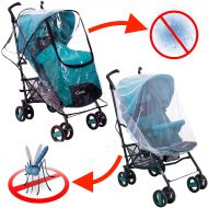 SofiaToys Rain Cover - Mosquito Net - Stroller Rain Cover and Baby Mosquito Net (2-Piece Set) Waterproof, Windproof Protection - Travel-Friendly, Outdoor Use - Easy to Install and Remove