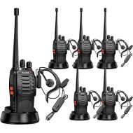 Rechargeable Long Range Two-Way Radios with Earpiece 6 Pack Arcshell AR-5 Walkie Talkies Li-ion Battery and Charger Included