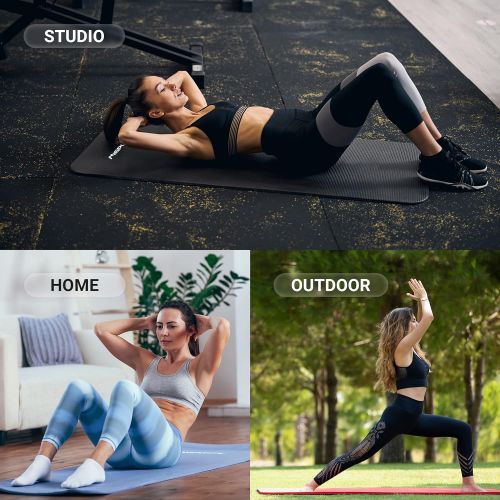  [아마존베스트]Msports Premium Gymnastics Mat including Carry Strap + Exercise Poster + Workout App - Skin-friendly Fitness Mat, 190 x 60, 80 or 100 x 1.5 cm, Various Colours, Phthalate-Free Yoga