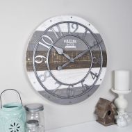 FirsTime 99687 Shabby Wood Wall Clock, Gray