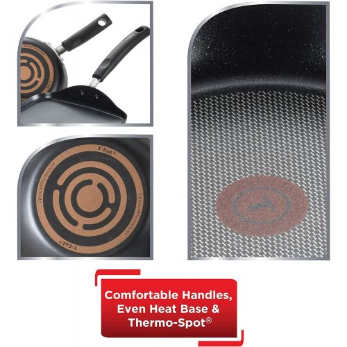  T-fal Signature Nonstick Dishwasher Safe Cookware Set, 12-Piece, Black