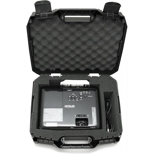  Casematix Projector Travel Case Compatible with Epson VS250 Svga , VS350 xga , VS355 wxga Projectors , Hdmi Cable and Remote with Custom Foam Compartment and Hard Shell Protection