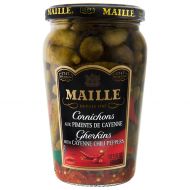 Maille Pickles, Cornichons with Cayenne Chili Pepper, 13.5 oz, Pack of 12
