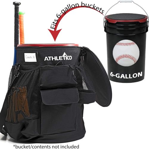  Athletico Baseball Bucket Cover Organizer - Baseball Bucket Bag With Padded Seat (Black)