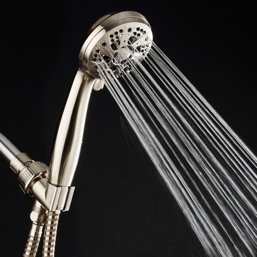  AquaDance Brushed Nickel High Pressure 6-Setting Hand Held Shower Head with Extra-Long 6 Foot Hose & Bracket  Anti-Clog Nozzles-USA Standard Certified-Top U.S. Brand
