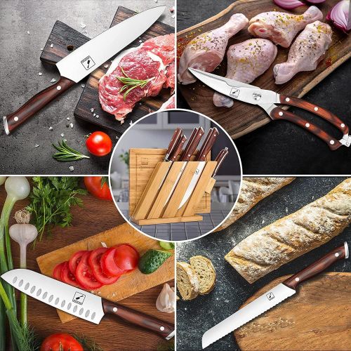  kitchen Knife Set, imarku 10-Piece Knife Sets for Kitchen with Block, Japanese German High-Carbon Stainless Steel Chef Knife Set with Cutting Board, Kitchen Accessories with Knife