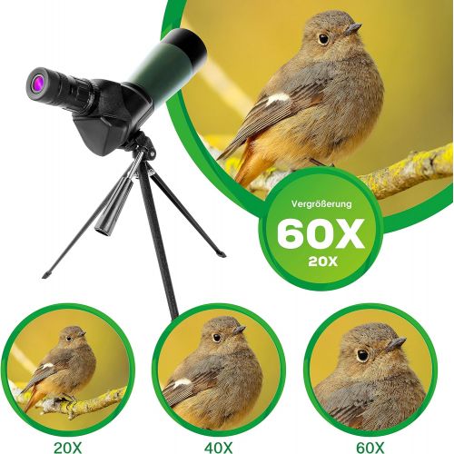  [아마존베스트]Aomekie BAK4 Spotting Scope with Tripod and Sun Visor 20-60 x 60 Waterproof Spotting Scope for Sports Shooters Hunting Bird Watching