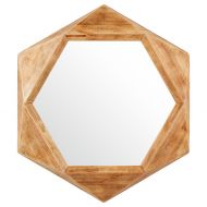 Rivet Modern Hexagon Wood Frame Mirror, 30H, Natural