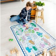 BAa Paris Monument Map Playmat for Kids and Toddlers. Educational and Cultural 100% Leather Large (53x35) Foldable Non Toxic Colorful Play Mat for Indoor or Outdoor Use by Baa