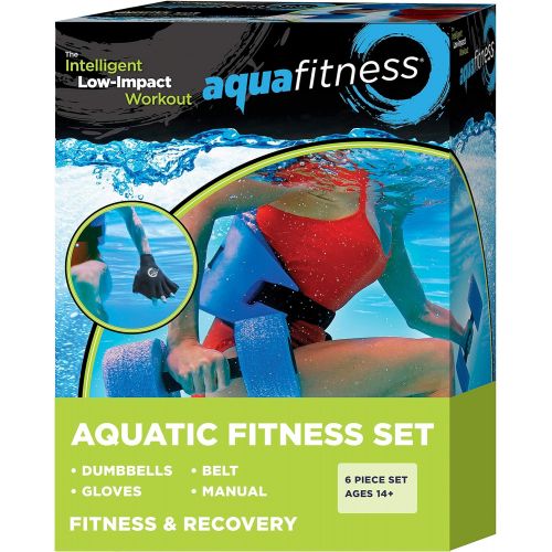  Aqua LEISURE New Aqua 6-Piece Fitness Set -?Exercise Equipment?for?Water Aerobics?and Other?Pool Exercise?- Includes Aquatic Swim Belt, Resistance Gloves, and?Dumbbells