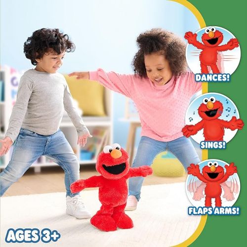  Sesame Street Elmo Slide Singing and Dancing 14-inch Plush, Pretend Play, Interactive Toy, Kids Toys for Ages 2 Up by Just Play
