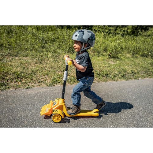  Kid Trax CAT Toddler Kick Scooter, Kids 3 Years or Older, Adjustable-Height Handlebars, Lean to Steer Technology, Removable Bulldozer-Style Scoop