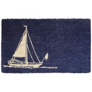 Entryways Sailboat Handmade, Hand-Stenciled, All-Natural Coconut Fiber Coir Doormat, 18 X 30 X .75