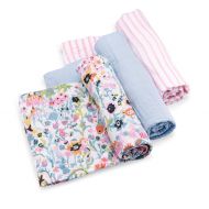 Parker Baby Co. Parker Baby Swaddle Blankets - 3 Pack of 100% Cotton Muslin Swaddle Blankets for Baby Girls -Blossom Set