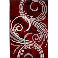 SUMMIT BY WHITE MOUNTAIN Summit 0N-CIPW-QLMS New Elite 49 Red White Grey Black Swirls Modern Abstract Area Rug Multi Color Many Sizes Available , 5 x 7 actual is 4.10 x 7.2