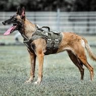 PETAC GEAR Tactical Dog Harness K9 Dog Training Vest Adjustable Padded Police Service Dog Working MOLLE Vests for Large Medium Dogs Mals GSD Lab… …