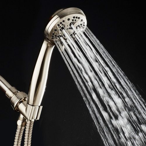  AquaDance High Pressure 6-Setting Full Brushed Nickel Handheld Shower with Hose for the Ultimate Shower Experience! Officially Independently Tested to Meet Strict US Quality & Perf