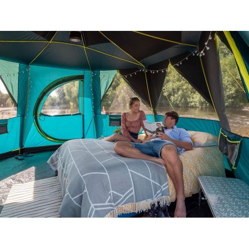 콜맨 Coleman Tent Octagon, 6 Man Festival Dome Tent, 6 Person Family Camping Tent with 360° Panoramic View, Stable Steel Pole Construction, Sewn-in Groundsheet, 100 Percent Waterproof