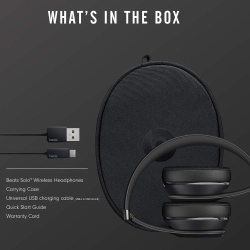 비츠 Beats Solo3 Wireless On-Ear Headphones - Apple W1 Headphone Chip, Class 1 Bluetooth, 40 Hours of Listening Time, Built-in Microphone - Black (Latest Model)