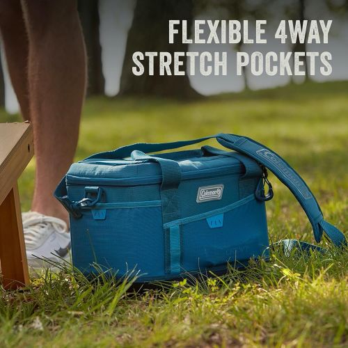 콜맨 Coleman SPORTFLEX Soft Cooler with 4-Way Stretch Mesh Pockets, Expandable Active Stretch Side Pockets, Cooler Bag, Soft Sided Cooler, Insulated Lunch Bag, Camping Cooler