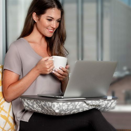  [아마존베스트]LapGear Designer Lap Desk with Phone Holder and Device Ledge - Aqua Trellis - Fits up to 15.6 Inch Laptops - Style No. 45422,Medium - Fits up to 15.6 Laptops