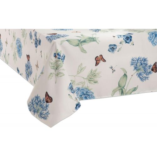 레녹스 Lenox Butterfly Meadow 60x102 Oblong Tablecloth, Blue Flower