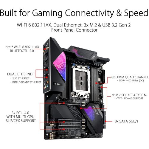아수스 ASUS ROG Strix TRX40 XE Gaming AMD sTRX4 3rd Gen Ryzen Threadripper ATX Motherboard (16 Power Stages, PCIe 4.0, WiFi 6, OLED, Triple M.2, 2.5Gigabit LAN)