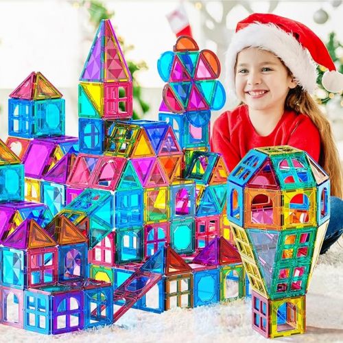  TEMI Magnetic Tiles,80 Piece Building Blocks, Magnets Building Set, STEM Toys Christmas Toy Gift for 3 4 5 6 7 8 9+ Year Old Toddler Kids Boys and Girls