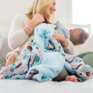 GRACED SOFT LUXURIES Minky Super Soft Baby Blankets, Receiving Blankets with Space Blue Printed Design by...