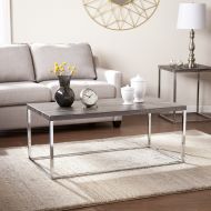 Southern Enterprises Glynn Coffee Cocktail Table, Sun Bleached Gray with Chrome Finish