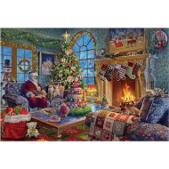 Lavievert Wooden Jigsaw Puzzle 1000 Piece Puzzle for Adults and Kids - Santa Claus, Fireplace, Christmas Tree & Warm Christmas