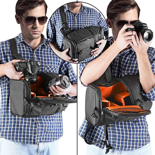 니워 Neewer Professional Camera Case Sling Backpack for Nikon Canon Sony and Other DSLR Cameras and Lens,Tripod,Other Accessories,Durable Waterproof and Tear Proof Bag with Padded Divid