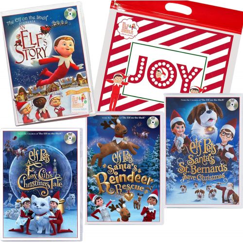 [아마존베스트]The Elf on the Shelf Animated DVD Movie Complete Pack: Santas Reindeer Rescue, Santas St. Bernards Save Christmas, A Fox Cubs Tale, an Elfs Story & Joy Bag