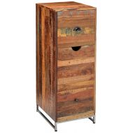 Designe Gallerie 1711-3-581 Clint Three Drawer Chest, Bedroom Closet, Storage Organizer for Living Room, Wood and Metal Furniture- Natural Brown