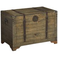 Vintiquewise QI003414L Old Fashioned Large Natural Wood Storage Trunk Coffee Table, Brown