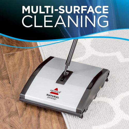  Bissell Natural Sweep Carpet and Floor Sweeper with Dual Rotating System and 2 Corner Edge Brushes, 92N0A, Silver