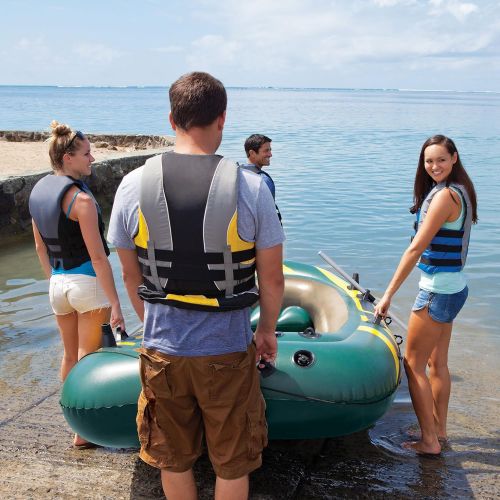 인텍스 Intex Seahawk 4 Inflatable 4 Person Floating Boat Raft Set w/ Oars & Pump 4 Pack