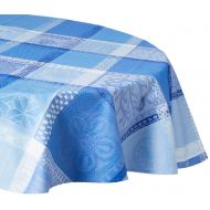 Garnier-Thiebaut Garnier Thiebaut Coated Tablecloth, Mille Wax Ocean, 69-Inch, Round, 100% two-ply twisted cotton, Coated with three layers of acrylic, Made in France