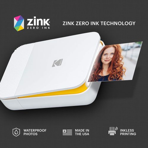  [아마존베스트]KODAK Smile Instant Digital Bluetooth Printer for iPhone & Android  Edit, Print & Share 2x3 Zink Photos w/ Smile App (White/ Yellow)