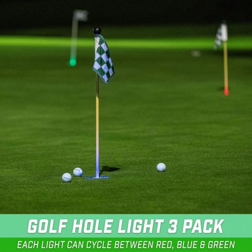  GoSports Light Up Golf Hole Lights 3 Pack - Great for Low Light Golf Play, Putting Practice, Chipping Practice and More, Multi color