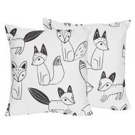 Sweet Jojo Designs 2-Piece Decorative Accent Throw Pillows for Black and White Fox Collection