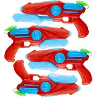 Prextex Pack of 4 Plastic Water Blaster Soaker Squirt Guns for Water Fighting Summer Pool Beach Toy for Kids