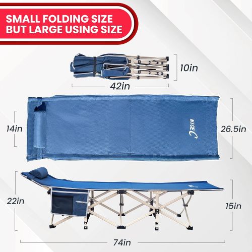  Nice C Folding Camping Cot, Sleeping Bed, Tent Cot, with Pillow, Carry Bag & Storage Bag, Extra Wide Sturdy, Heavy Duty Holds Up to 500 Lbs, Lightweight, Comfortable for Outdoor&In