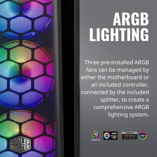  MasterBox Pro 5 RGB ATX Mid-Tower with 3 x 120mm RGB Fans, Tempered Glass Side Panel, DarkMirror Front Panel and Internal Configuration by Cooler Master