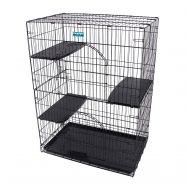 PARPET Foldable Cat Wire Cages/Pet Playpen,2 Door, Includes 3 Perches, Tray& 4 Locking Casters