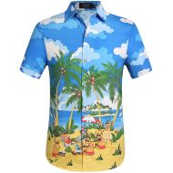 SSLR Mens Xmas Holiday Button Down Ugly Hawaiian Christmas Shirts