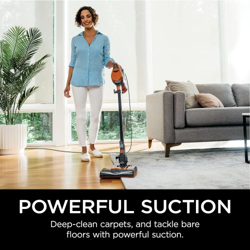 닌자 SharkNinja Shark Rocket Corded Bagless Stick Vacuum for Carpet and Hard Floor Cleaning with Swivel Steering (HV302), Gray/Orange