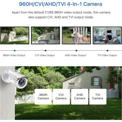  [아마존베스트]ZOSI 2.0MP FHD 1080p Security Camera Outdoor/Indoor (Hybrid 4-in-1 HD-CVI/TVI/AHD/960H Analog CVBS),24PCS LEDs,80ft Night Vision,Weatherproof Surveillance CCTV Bullet Camera
