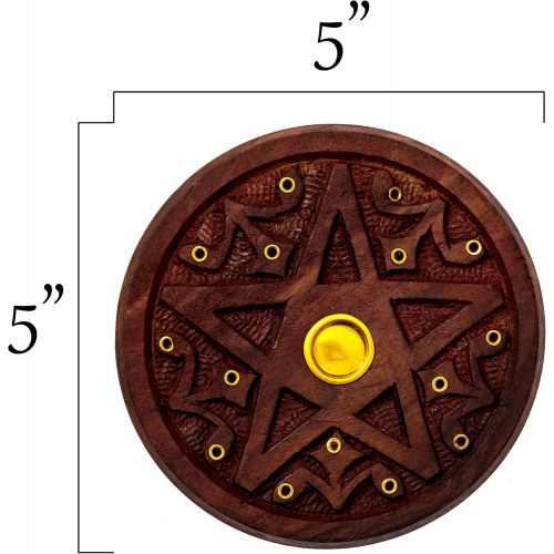  인센스스틱 Alternative Imagination Pentagram Round Wooden Incense Holder for Incense Sticks and Cones